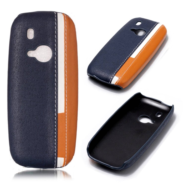 Contrast Color PU Leather Coated PC Mobile Phone Case for Nokia 3310 (2017) - Dark Blue-1