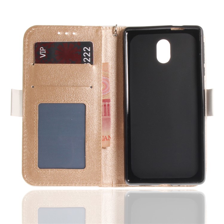 For Nokia 3 Butterfly Pattern Leather Wallet Stand Case - White-10
