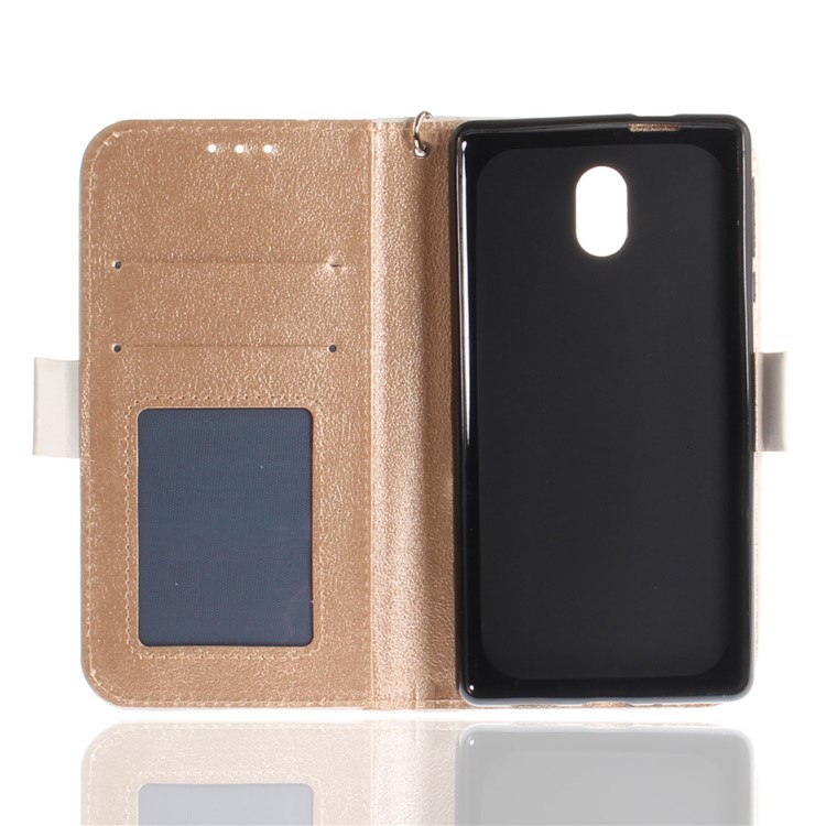 For Nokia 3 Butterfly Pattern Leather Wallet Stand Case - White-11