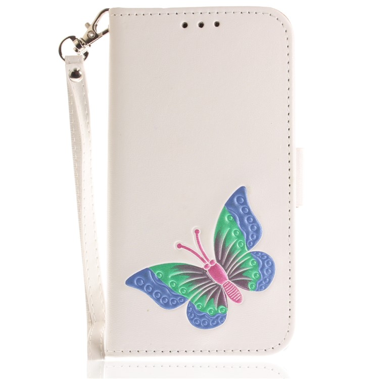 For Nokia 3 Butterfly Pattern Leather Wallet Stand Case - White-2