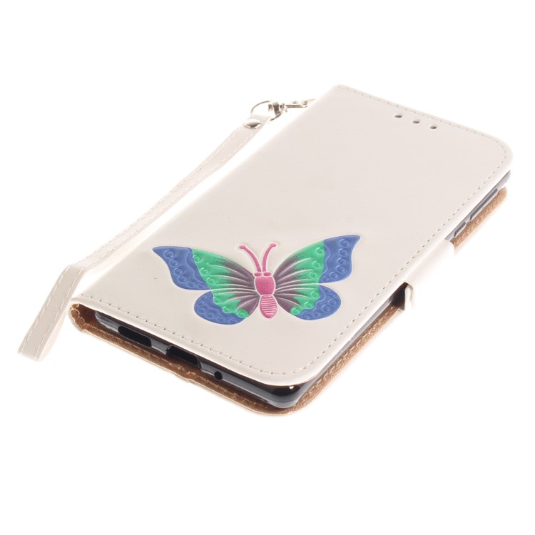 For Nokia 3 Butterfly Pattern Leather Wallet Stand Case - White-6
