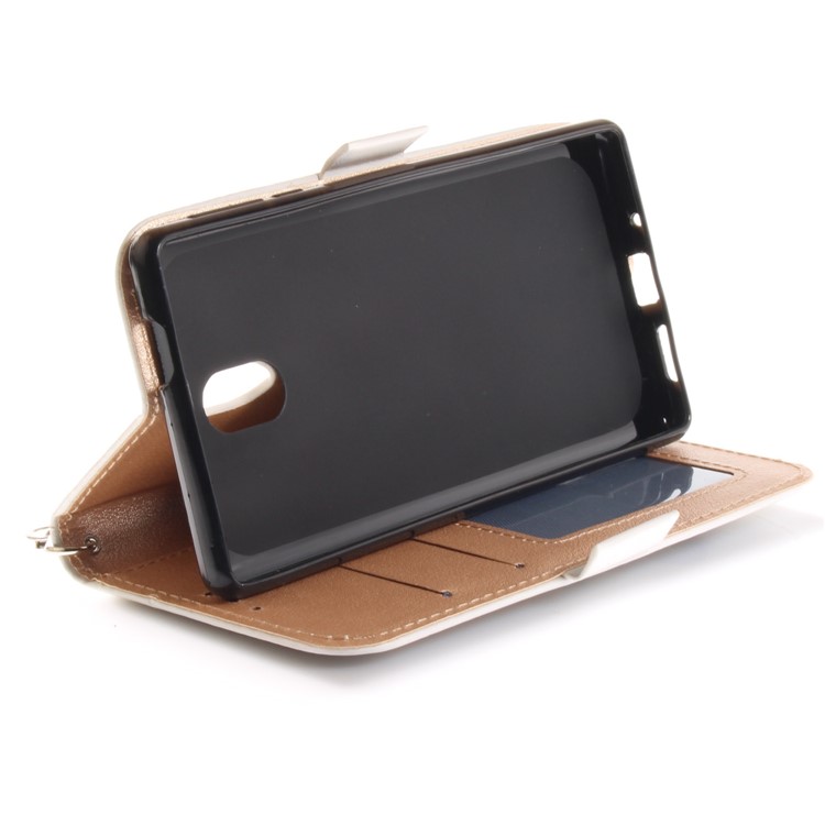 For Nokia 3 Butterfly Pattern Leather Wallet Stand Case - White-8