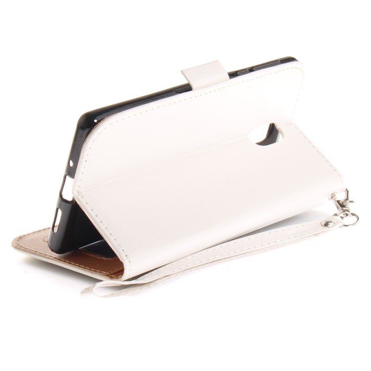 For Nokia 3 Butterfly Pattern Leather Wallet Stand Case - White-9