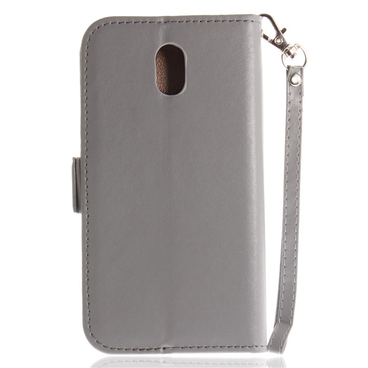 For Nokia 3 Butterfly Pattern Leather Wallet Flip Cover Casing - Grey-3