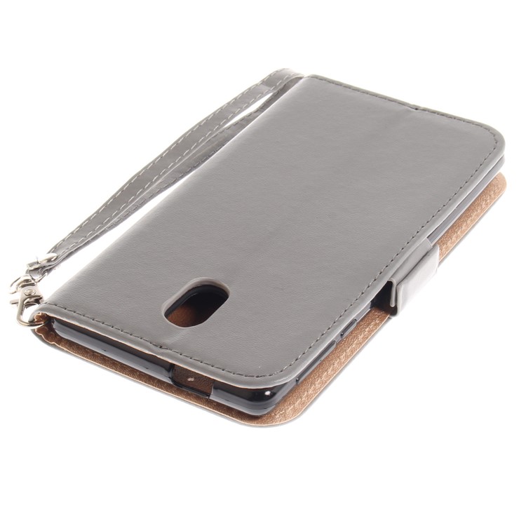 For Nokia 3 Butterfly Pattern Leather Wallet Flip Cover Casing - Grey-7