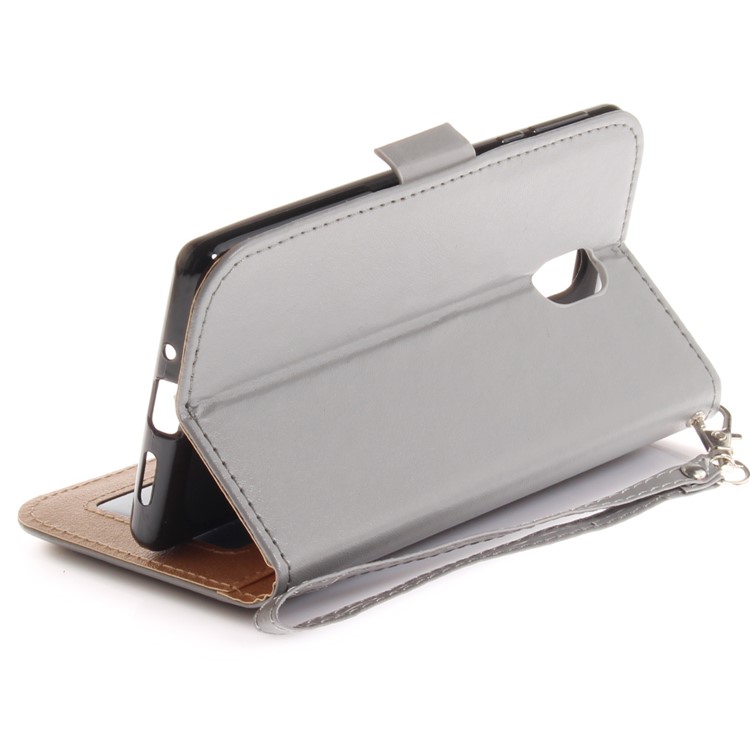 For Nokia 3 Butterfly Pattern Leather Wallet Flip Cover Casing - Grey-9