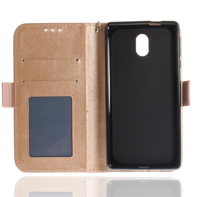 For Nokia 3 Butterfly Pattern Leather Wallet Stand Mobile Shell - Rose Gold-11