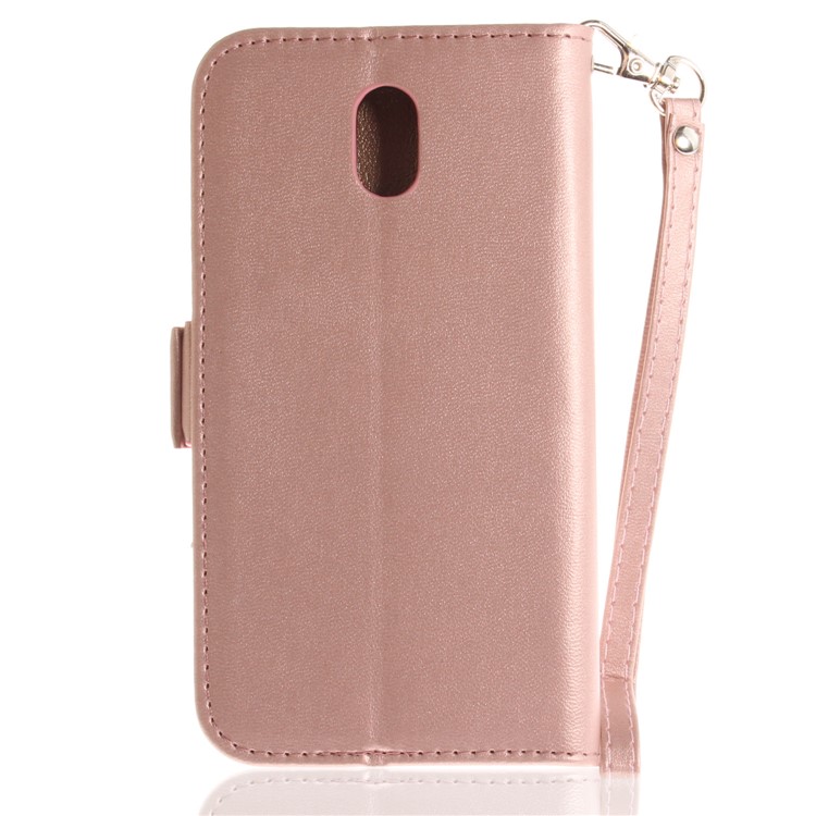 For Nokia 3 Butterfly Pattern Leather Wallet Stand Mobile Shell - Rose Gold-3