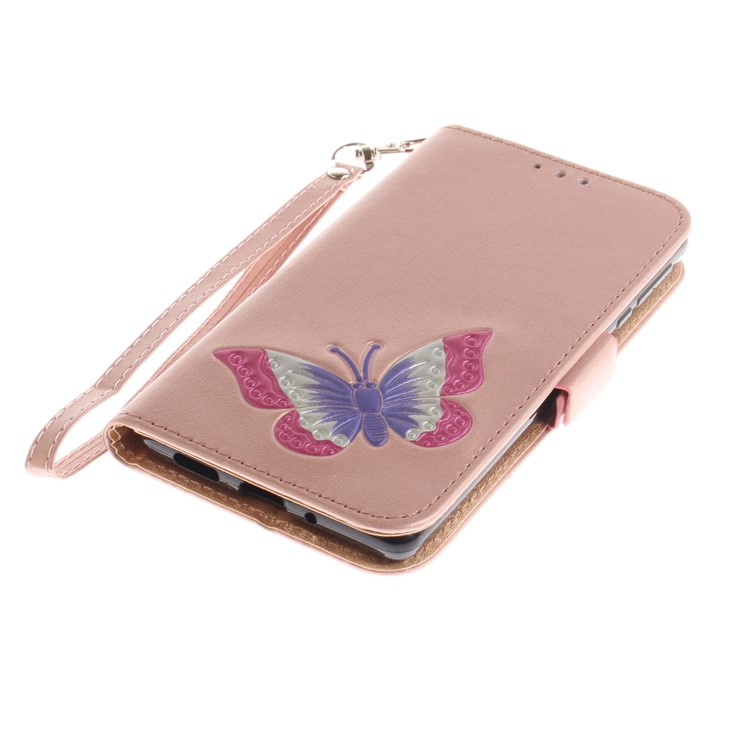 For Nokia 3 Butterfly Pattern Leather Wallet Stand Mobile Shell - Rose Gold-6