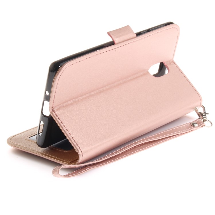 For Nokia 3 Butterfly Pattern Leather Wallet Stand Mobile Shell - Rose Gold-9