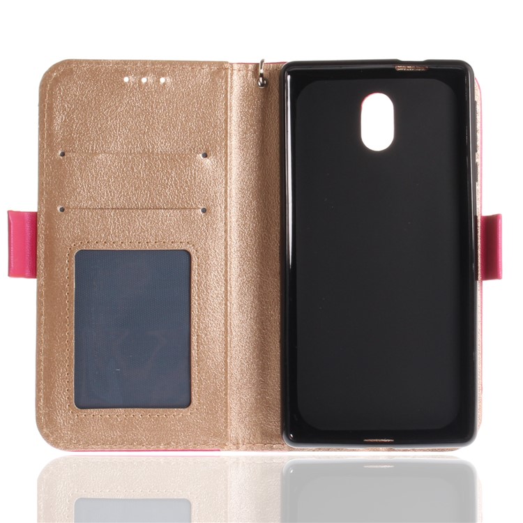 For Nokia 3 Butterfly Pattern Leather Wallet Stand Cell Phone Case - Rose-11