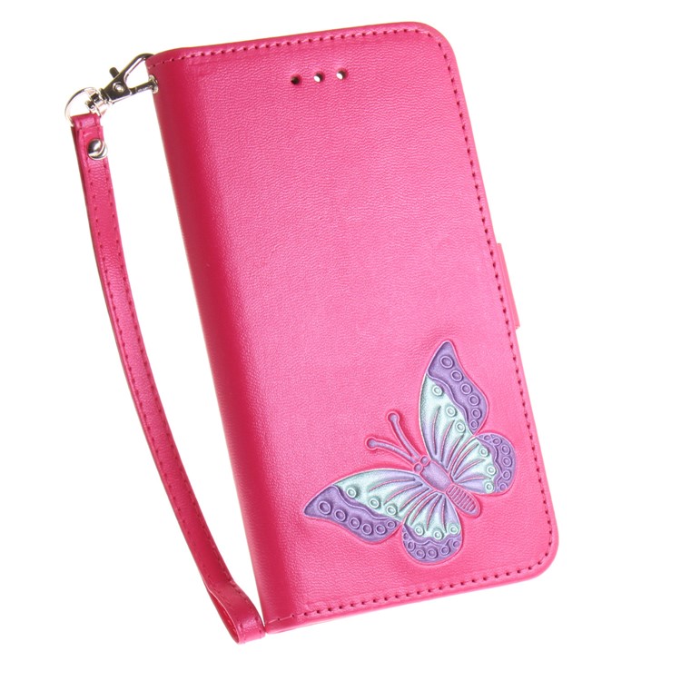For Nokia 3 Butterfly Pattern Leather Wallet Stand Cell Phone Case - Rose-4