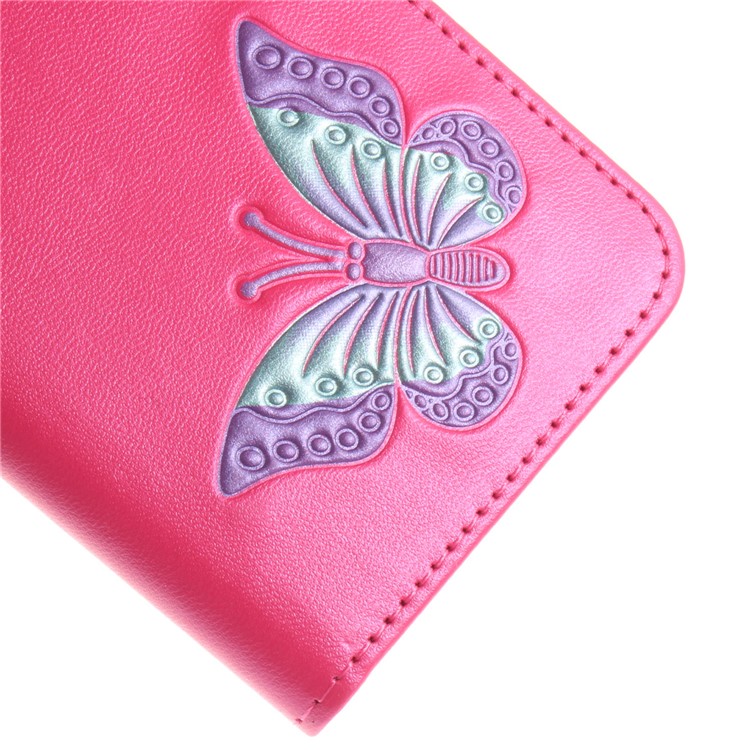 For Nokia 3 Butterfly Pattern Leather Wallet Stand Cell Phone Case - Rose-5