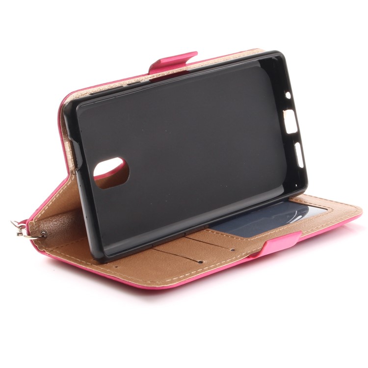 For Nokia 3 Butterfly Pattern Leather Wallet Stand Cell Phone Case - Rose-8