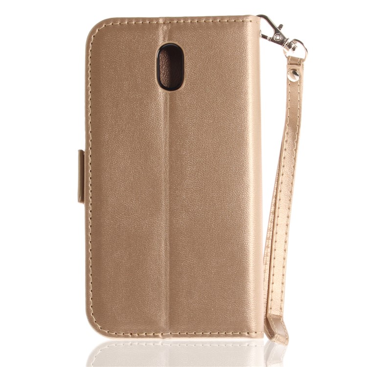 For Nokia 3 Butterfly Pattern Leather Case Shell with Stand - Gold-3