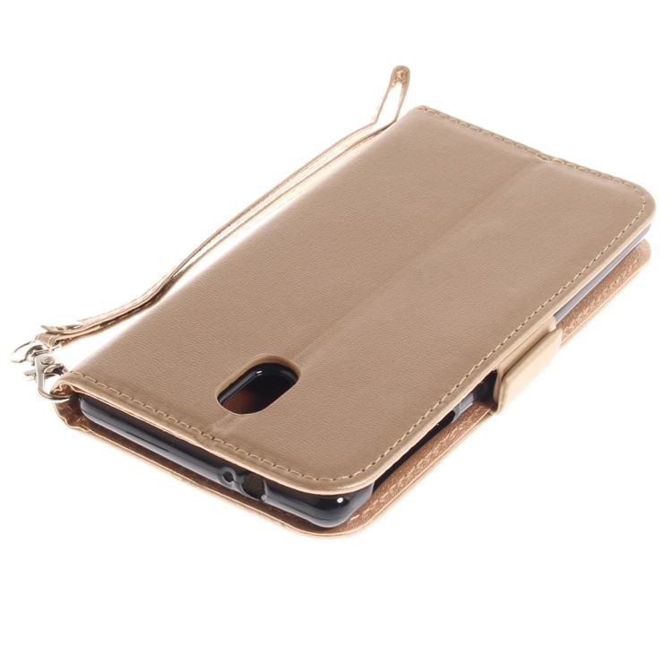 For Nokia 3 Butterfly Pattern Leather Case Shell with Stand - Gold-7