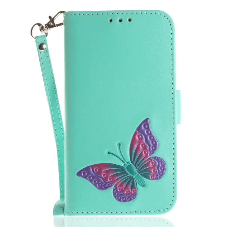 For Nokia 3 Butterfly Pattern Leather Wallet Protective Case - Cyan-2