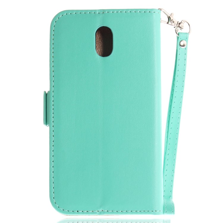 For Nokia 3 Butterfly Pattern Leather Wallet Protective Case - Cyan-3