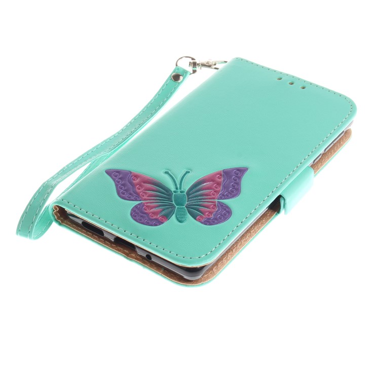 For Nokia 3 Butterfly Pattern Leather Wallet Protective Case - Cyan-6