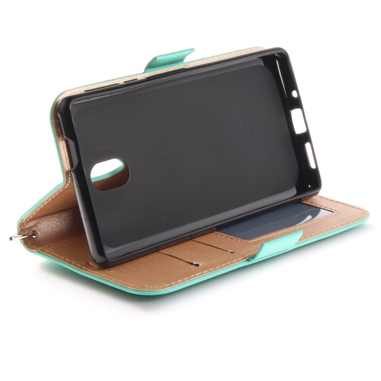 For Nokia 3 Butterfly Pattern Leather Wallet Protective Case - Cyan-8