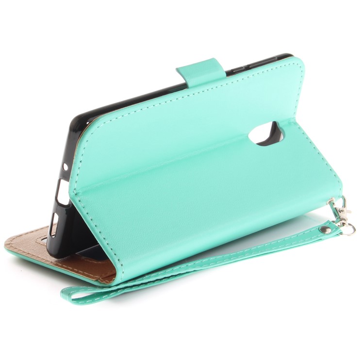 For Nokia 3 Butterfly Pattern Leather Wallet Protective Case - Cyan-9