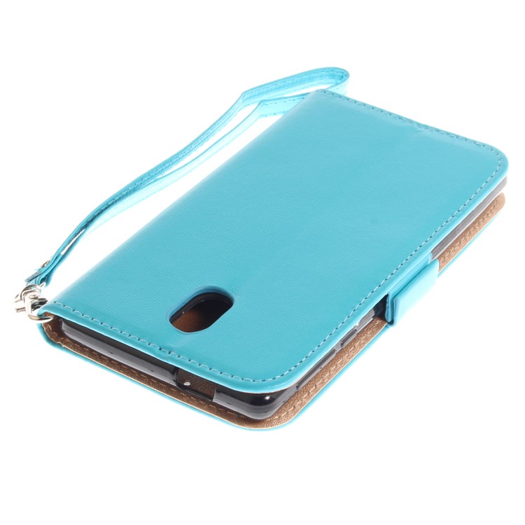 For Nokia 3 Butterfly Pattern Leather Wallet Stand Mobile Phone Cover - Blue-7