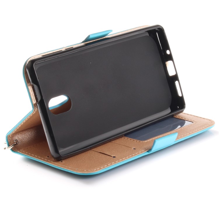 For Nokia 3 Butterfly Pattern Leather Wallet Stand Mobile Phone Cover - Blue-8