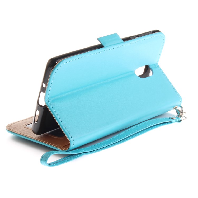 For Nokia 3 Butterfly Pattern Leather Wallet Stand Mobile Phone Cover - Blue-9
