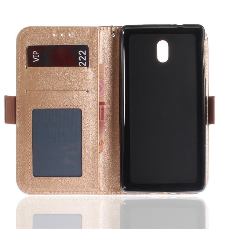 For Nokia 3 Butterfly Pattern Leather Wallet Stand Protection Shell - Brown-10