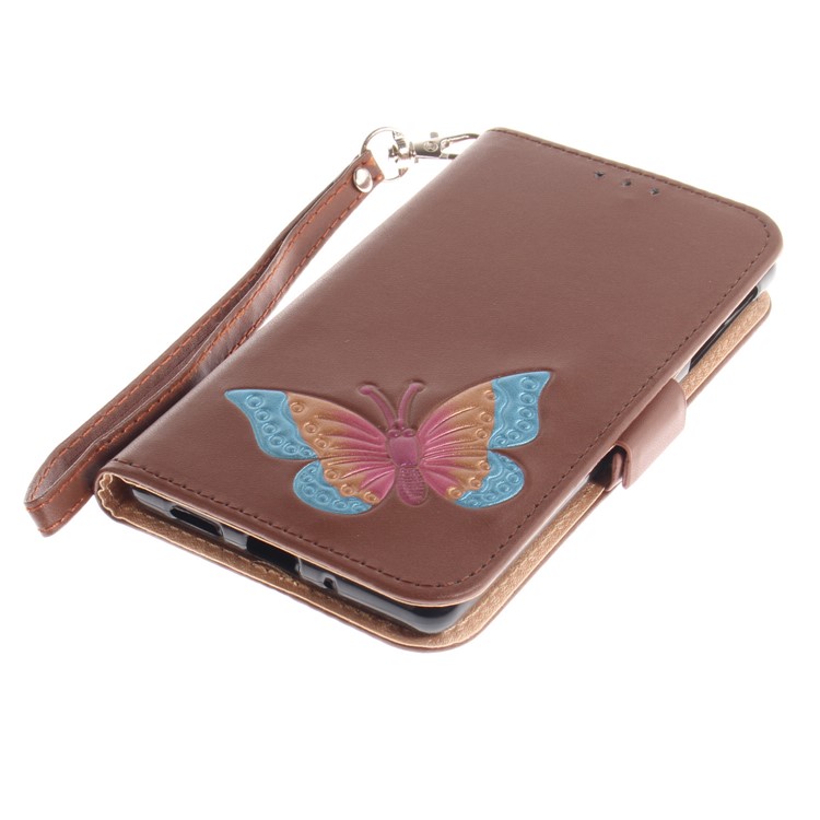 For Nokia 3 Butterfly Pattern Leather Wallet Stand Protection Shell - Brown-6