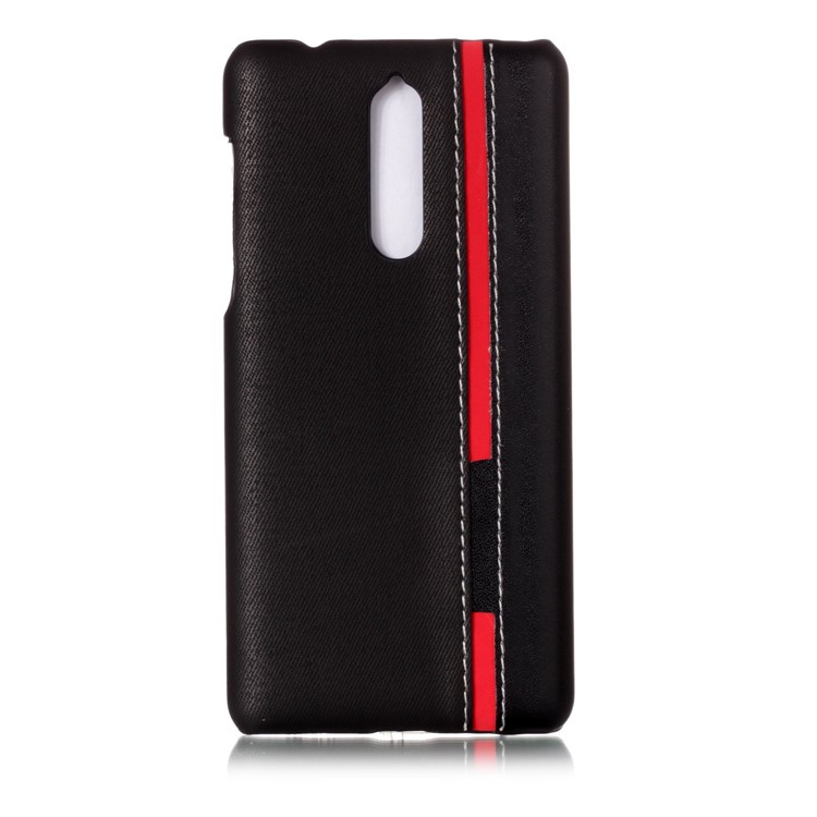 Contrast Color PU Leather Coated PC Mobile Phone Case for Nokia 8 - Black-2