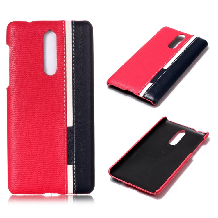Contrast Color PU Leather Coated PC Mobile Phone Casing for Nokia 8 - Rose-1