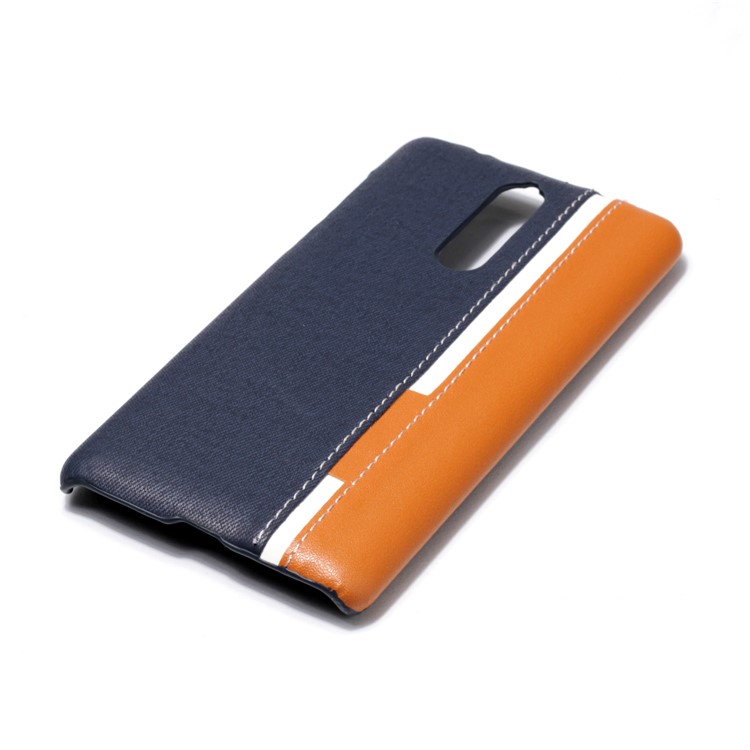 Contrast Color PU Leather Coated PC Mobile Phone Cover for Nokia 8 - Dark Blue-4