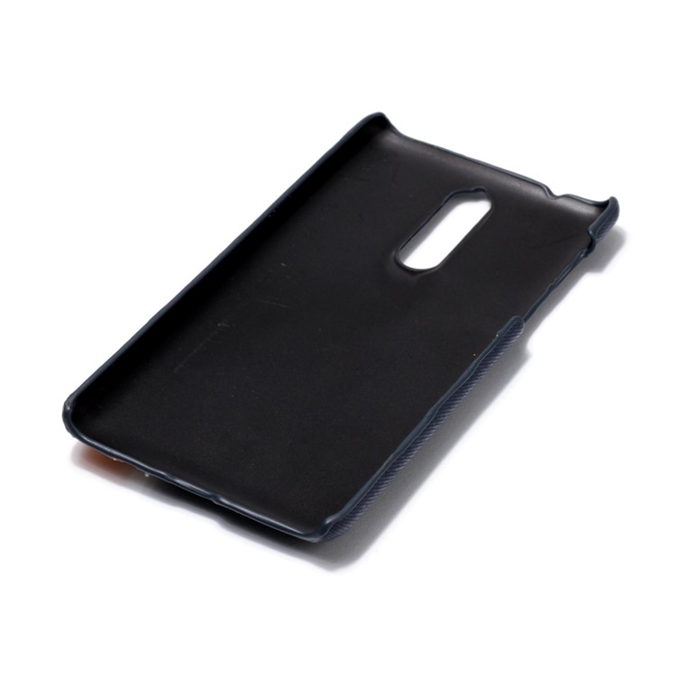 Contrast Color PU Leather Coated PC Mobile Phone Cover for Nokia 8 - Dark Blue-6
