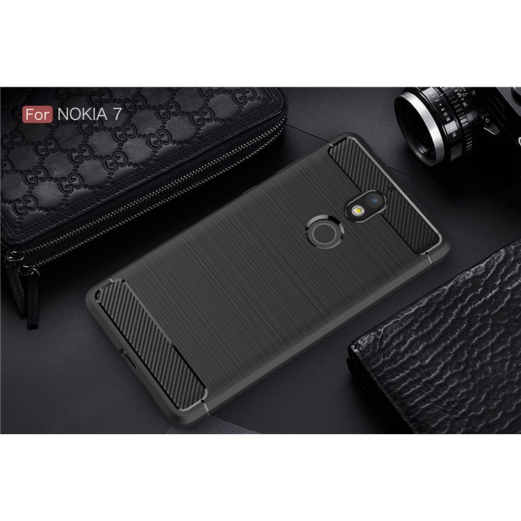 Carbon Fibre Brushed TPU Case for Nokia 7 - Black-10