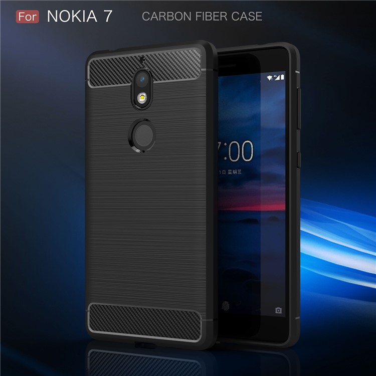 Carbon Fibre Brushed TPU Case for Nokia 7 - Black-2