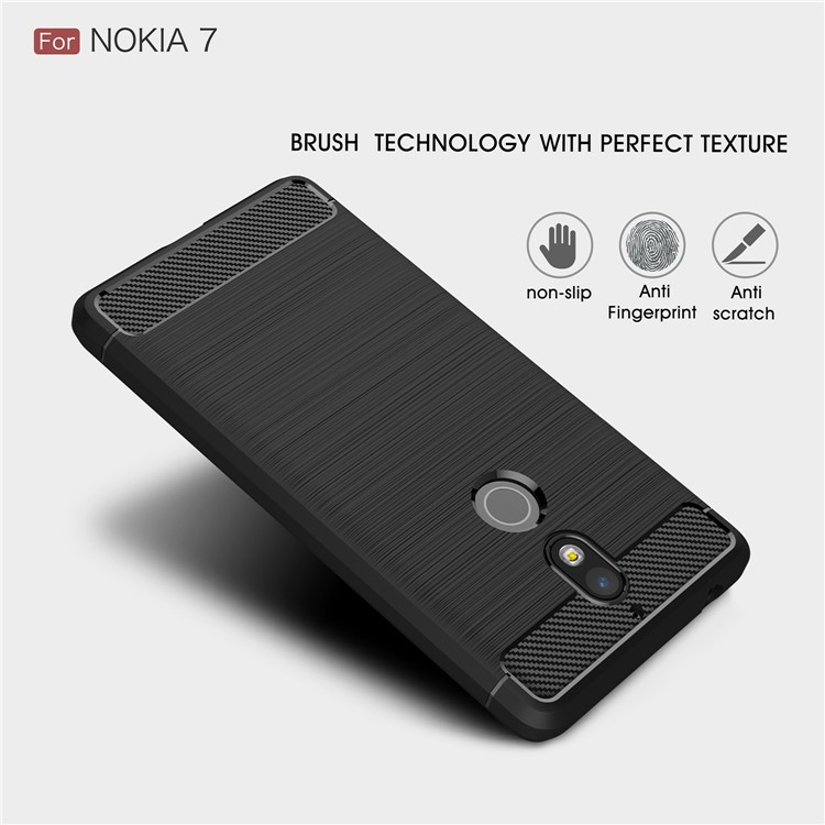 Carbon Fibre Brushed TPU Case for Nokia 7 - Black-3