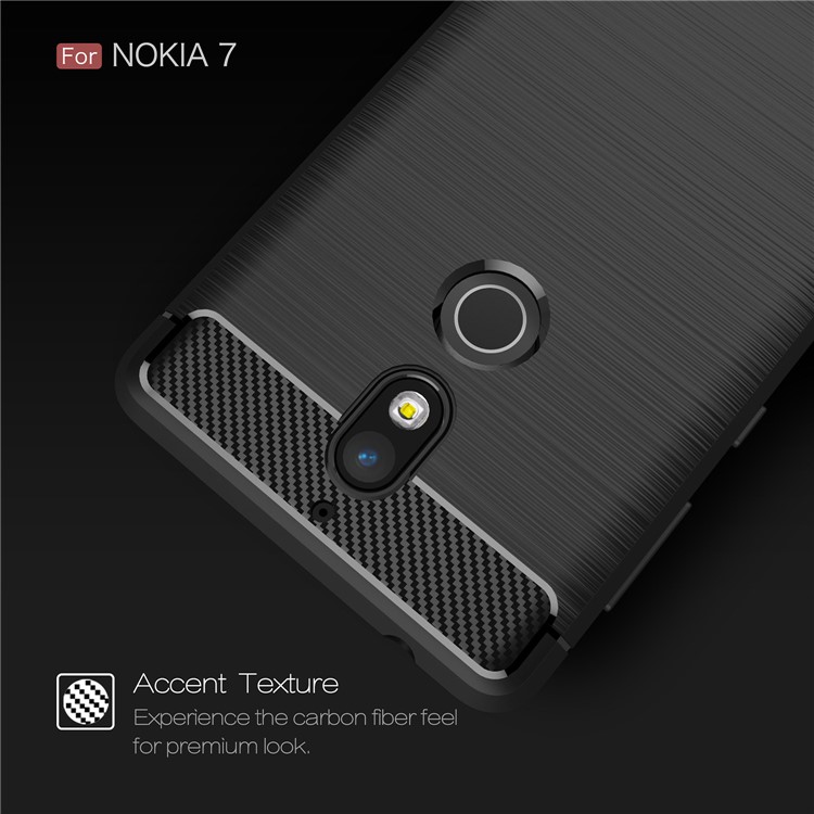 Carbon Fibre Brushed TPU Case for Nokia 7 - Black-4