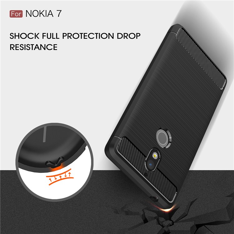 Carbon Fibre Brushed TPU Case for Nokia 7 - Black-6