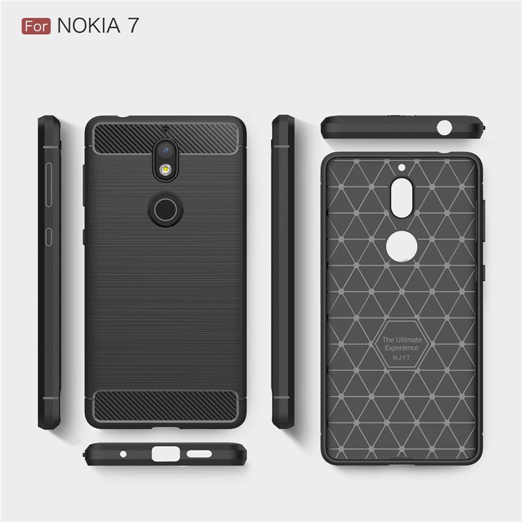 Carbon Fibre Brushed TPU Case for Nokia 7 - Black-9