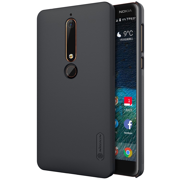 NILLKIN Super Frosted Shield PC Hard Case + Screen Film for Nokia 6 (2018) - Black-1