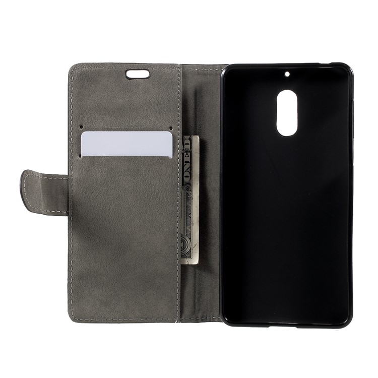 For Nokia 6 Magnetic Wallet Stand Leather Case Cover - Black-5