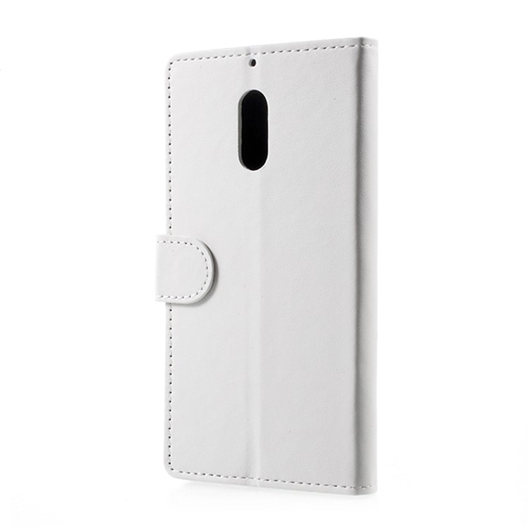 For Nokia 6 Magnetic PU Leather Wallet Cover Stand Case - White-3