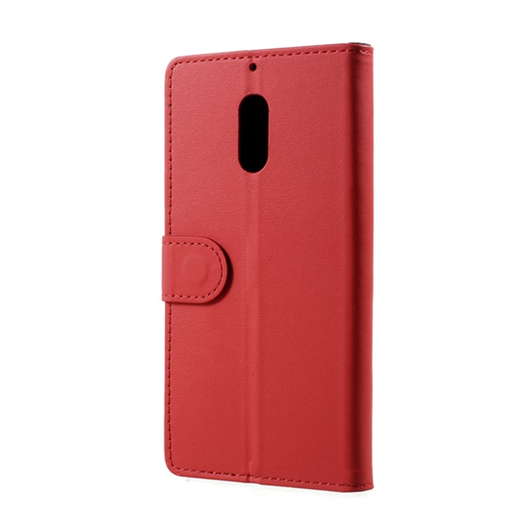 For Nokia 6 Wallet Stand Leather Mobile Phone Cover Case - Red-3
