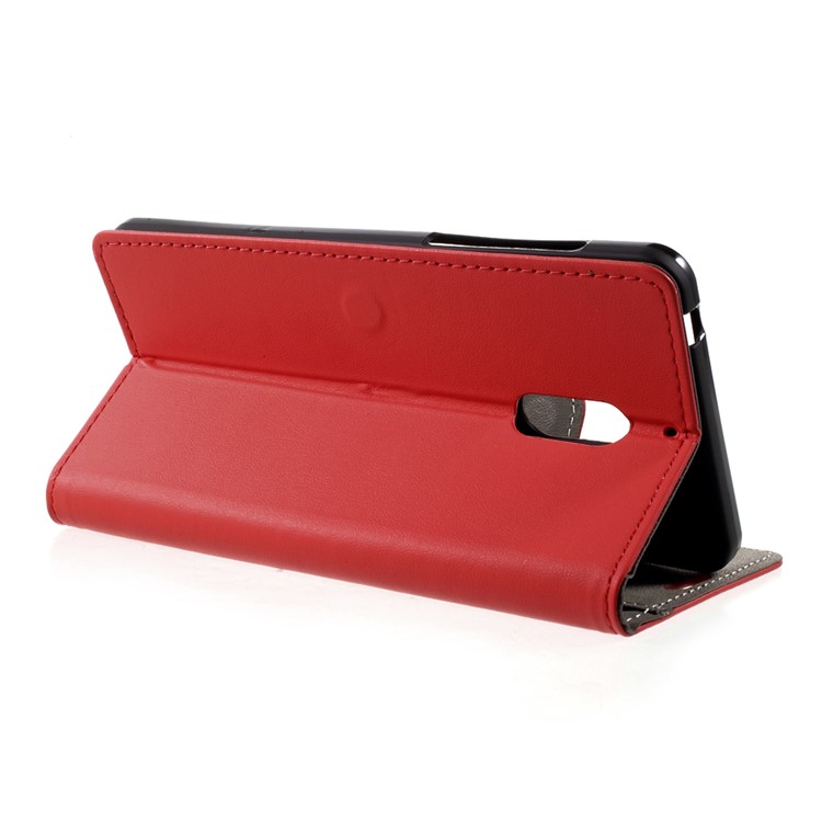 For Nokia 6 Wallet Stand Leather Mobile Phone Cover Case - Red-4