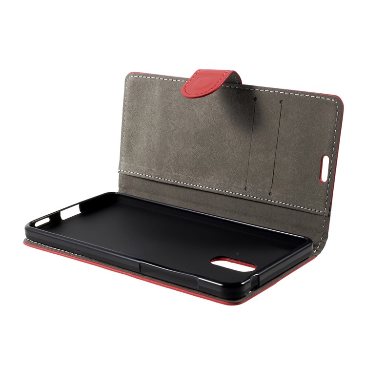 For Nokia 6 Wallet Stand Leather Mobile Phone Cover Case - Red-5
