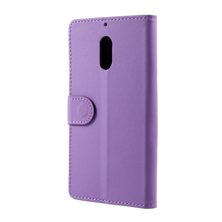 For Nokia 6 Magnetic Wallet Stand Leather Mobile Shell Case - Purple-3