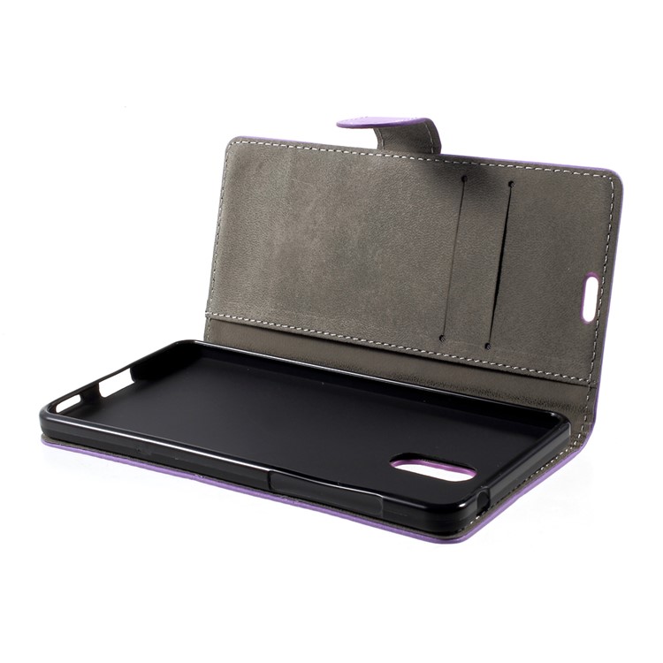 For Nokia 6 Magnetic Wallet Stand Leather Mobile Shell Case - Purple-5