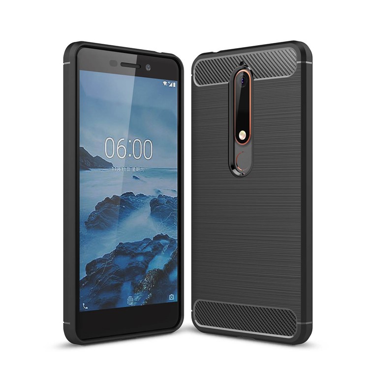 

Carbon Fibre Brushed TPU Case for Nokia 6.1 (5.5-inch) - Black, Nokia 6.1 (5.5-inch)