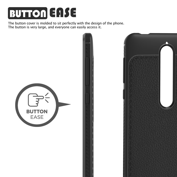 IVSO Gentry Series Litchi Texture Leather Coated TPU Case for Nokia 6.1 (5.5-inch) - Black-2